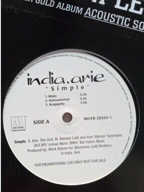 Never Played Share India.Arie, Simple, Promo Never Played vinyl Record dead stoc